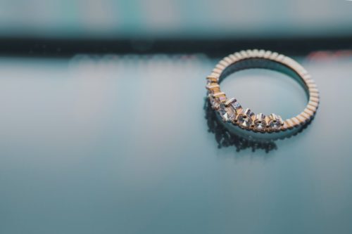 wedding ring on table