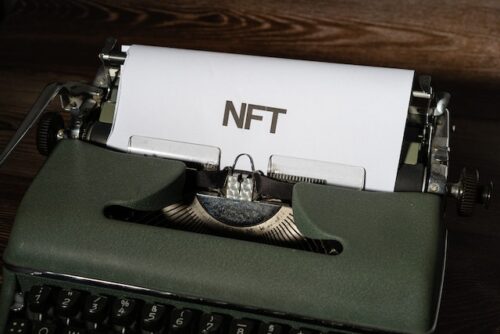Typewriter with NFT on page